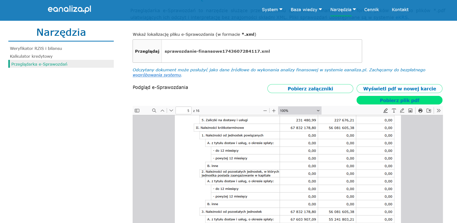 Przeglądarka sprawozdań finansowych | eanaliza.pl