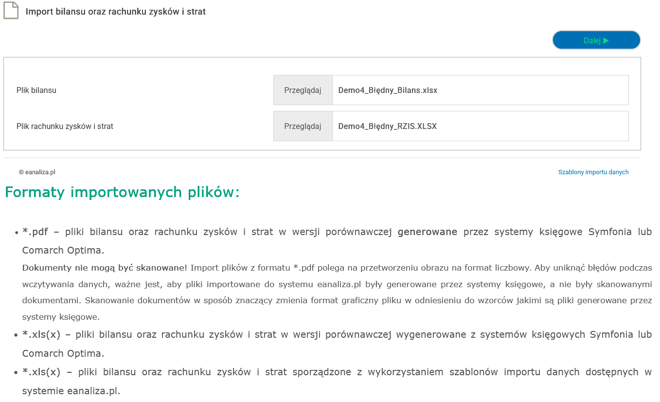 Weryfikator RZiS i bilansu